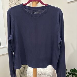 J.Crew Vintage Jersey Navy Cropped Long Sleeve Top Women’s S